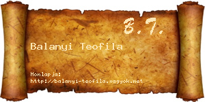 Balanyi Teofila névjegykártya